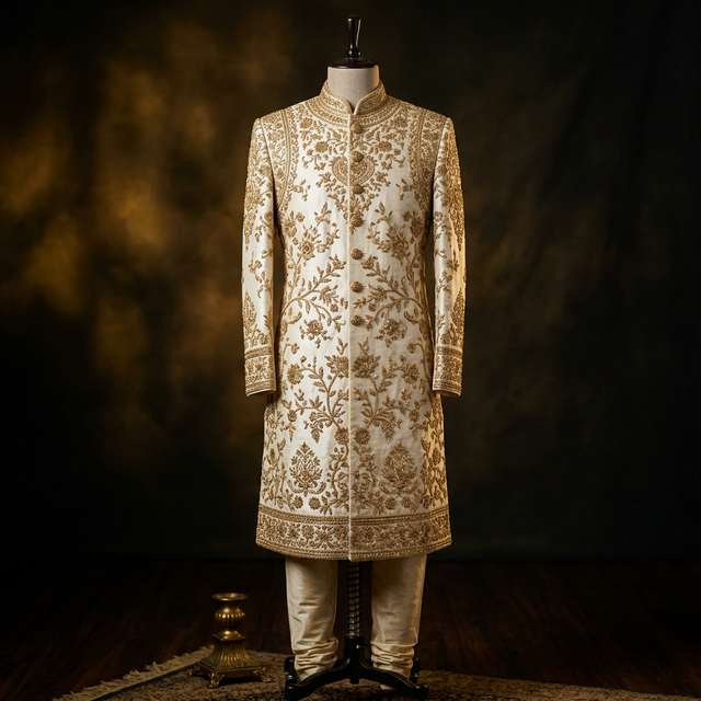 Gold Zari Achkan
